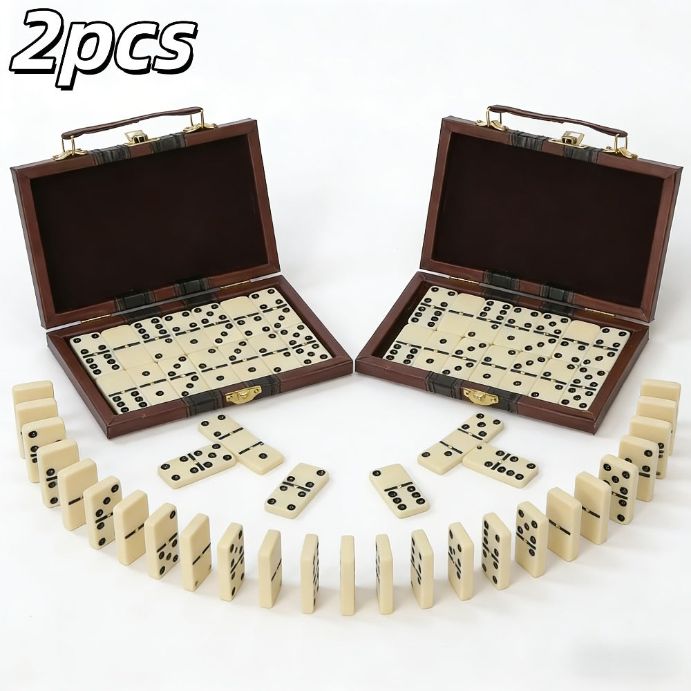 Double 6 Domino Set with Storage Case & Metal Spinner – 28 Tiles Classic Black Domino Game for Adults Kids Family | Premium Packaging 1 or 2
