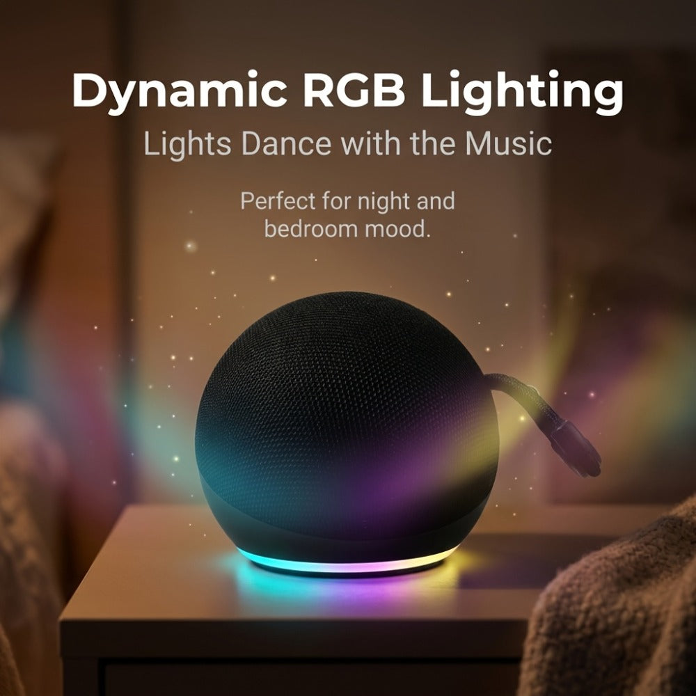 Portable Bluetooth Speaker Spherical Model with RGB, TWS, Subwoofer, 360° and Included Base