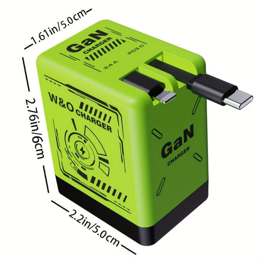 GaN Wall Charger 120W Fast with Retractable Built-In Cable & Foldable Plug for an Everyday Personal Care Routine