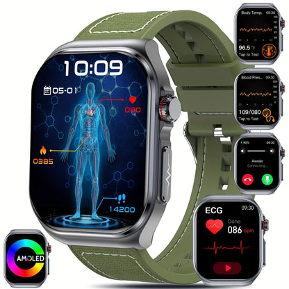 Smart Watch 2.04-Inch AMOLED Display with Bluetooth 5.3 Calling, 530mAh Battery and Six Strap Options