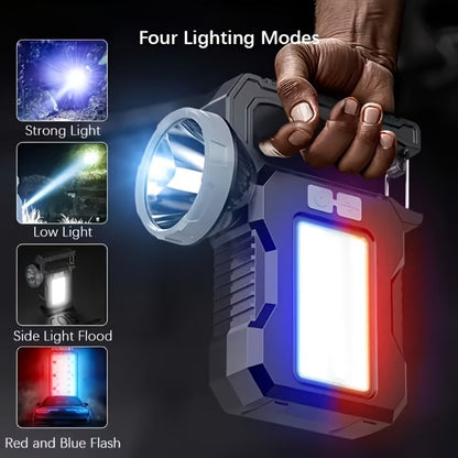 Solar Flashlight USB Rechargeable Ultra-Bright LED, 4 Lighting Modes Portable Solar Torch with Battery Indicator