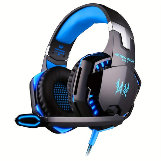 Gaming Headset with Mic LED Light Over Ear Wired Headphones for PC PS5 Xbox Nintendo for Bedside Audio, Alarms and Room Entertainment