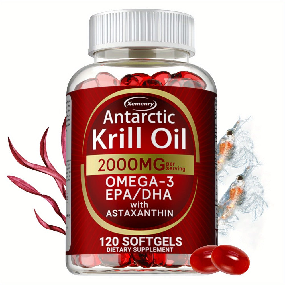 Antarctic Krill Oil 2000mg Softgels 120 Count with Astaxanthin EPA & DHA for Bath Time, Home Spa and Personal Care