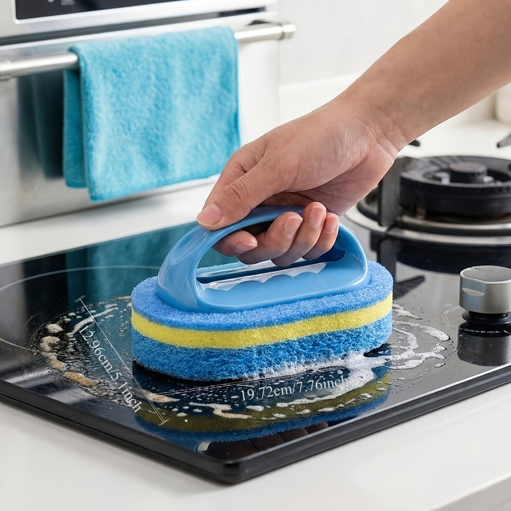Natural Sponge Cleaning Brushes Set of 5 – Thickened Ergonomic Handle, Quick-Drying, Pill-Free, Multi-Surface Kitchen Bathroom Dishware Pool