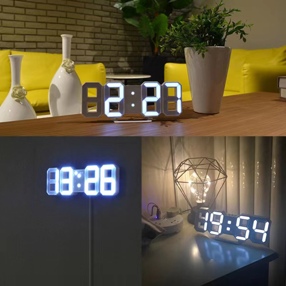 3D LED Digital Alarm Clock Colorful Night Light Home Decor Bedroom Desk Clock USB Powered for Entryways, Bedrooms and Living Spaces