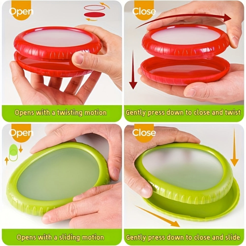 Food Storage Containers Six- or Eight-Piece Silicone Produce Saver Set for Refrigerator Organization