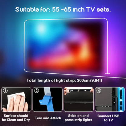TV Backlight LED Strip Lights RGB 12.5ft – USB Powered Bias Lighting for 35-80 Inch TVs for Home, Desk and Accent Lighting