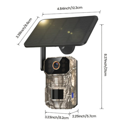 Solar Cellular Trail Camera 1920P No WiFi, 4G LTE Wildlife & Property Monitoring, PIR Motion Sensor