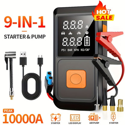 Portable Tire Inflator 150PSI 6000mAh – Digital Display Air Pump with USB Type-C Charging, Dual Safety Protection, LED Light for Car, Bike