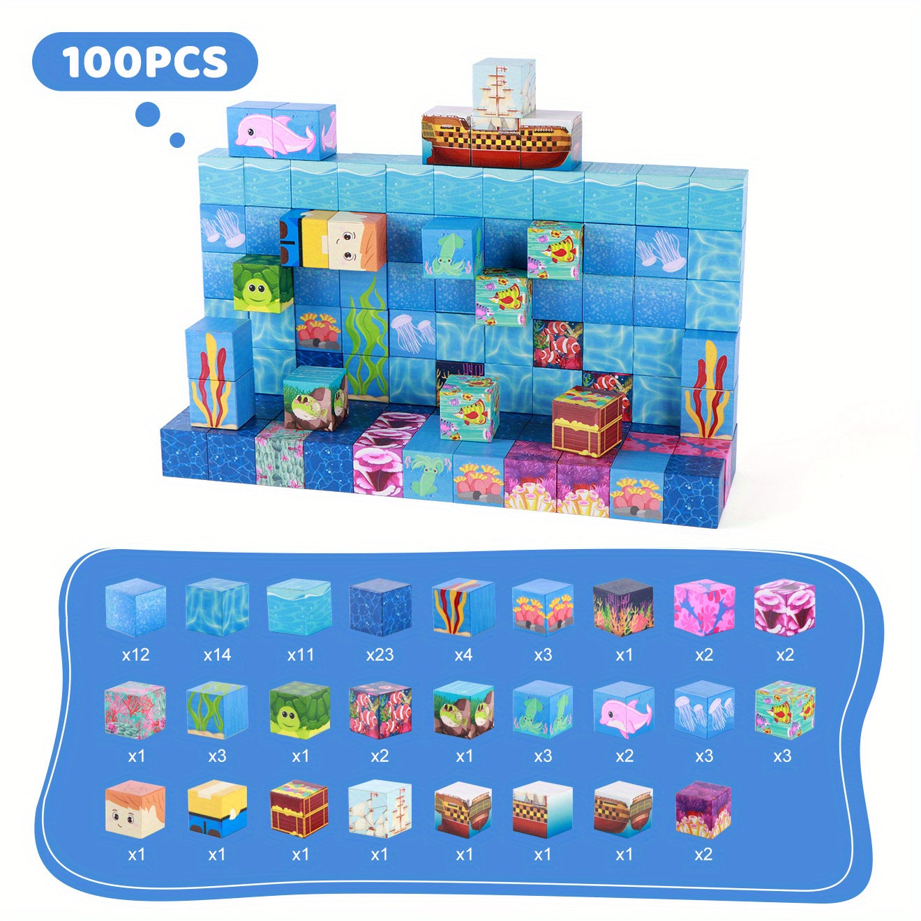 Ocean Adventure Magnetic Building Blocks 54/100pcs with the Listed Color, Size or Set Options for Everyday Use