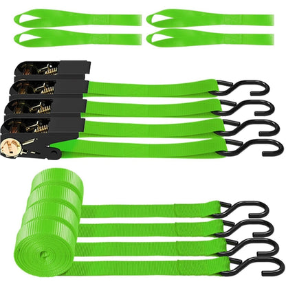 Ratchet Tie Down Straps 4-Pack 15FT 1, 500 lb Break Strength Heavy Duty with Soft Loops & Storage Bag – High-Visibility Webbing