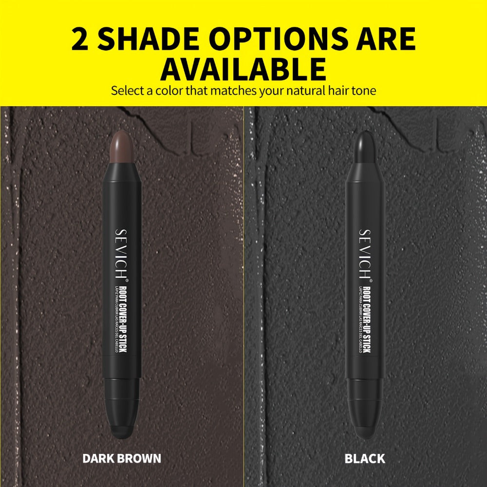 Instant Gray Root Coverage Stick for Men 2-Pack Sevich Beard & Hairline Color Pen, Sweat-Proof Precise Application Black & Dark Brown