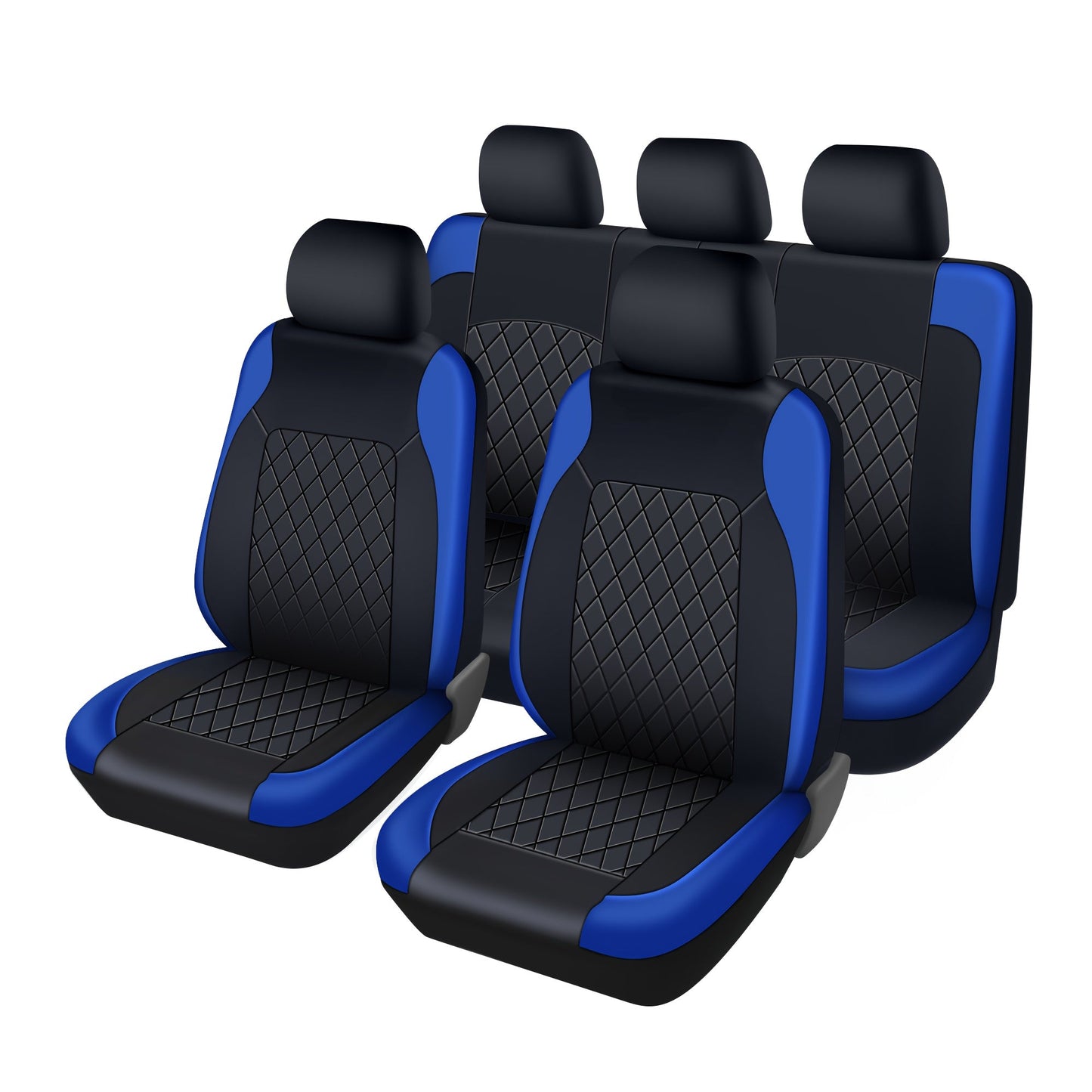 Car Seat Covers 5-Seat Nappa-Style PU Leather Full Set in Red, Blue, Black and Gray Color Options