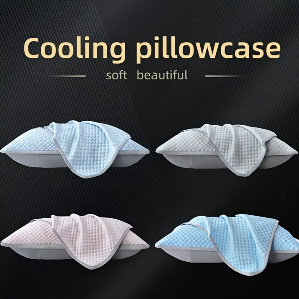 Cooling Pillow Cases 2-Pack 3D Ice Bean Texture, Polyester Pillowcases for Summer, Cool Sleep Bedroom Pillow Covers