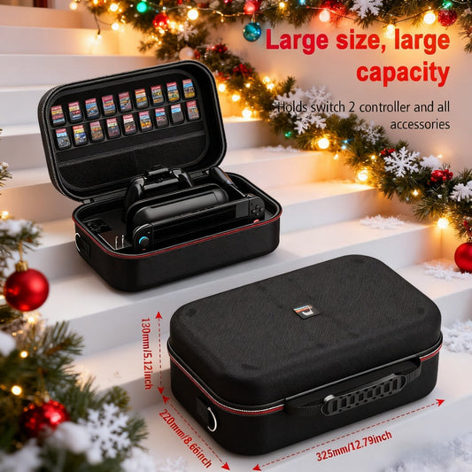 XL Carrying Case Compatible with Nintendo Switch 2, Card Slots, Accessory Compartments and Shoulder Strap