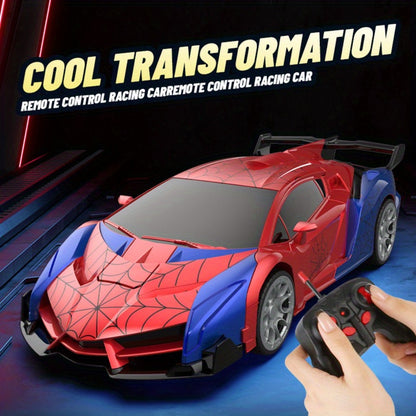 Transforming RC Car for Kids 1:18 Scale, One-Button Deformation Robot Remote Control Stunt Car