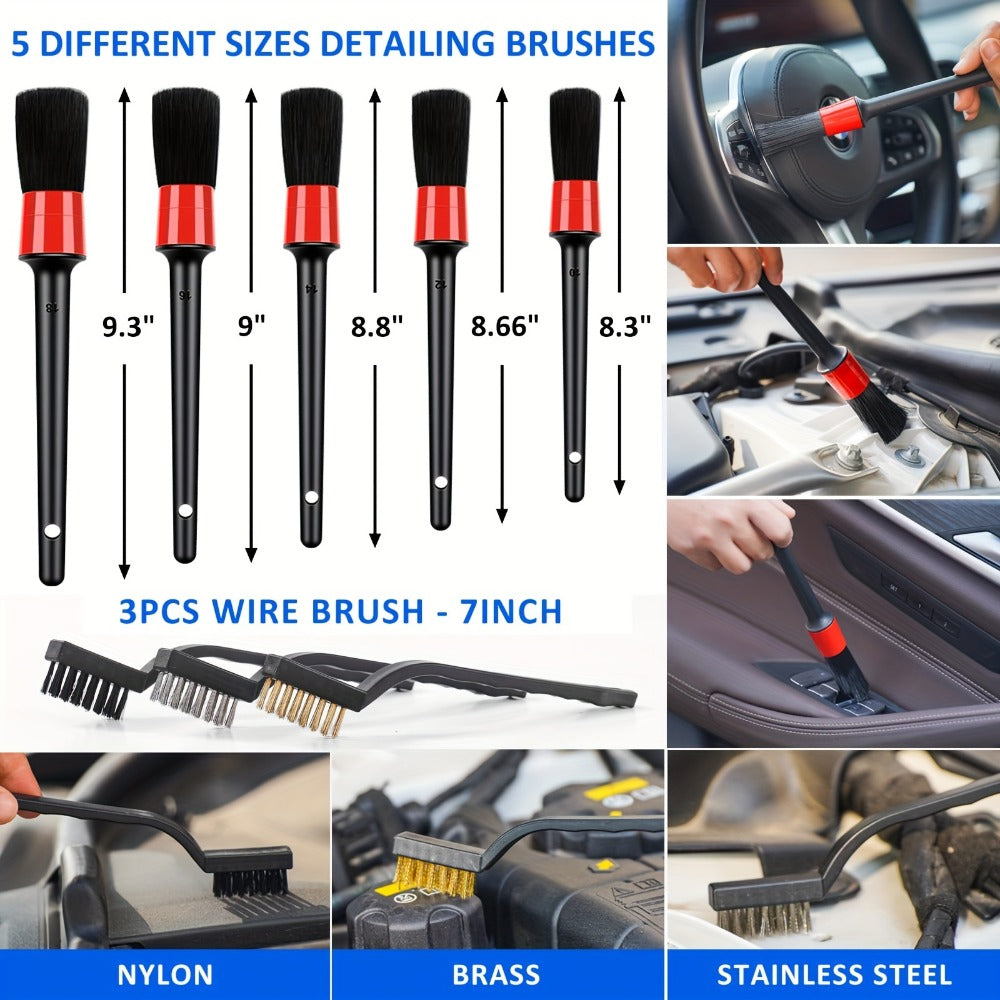 Car Cleaning Kit in 19 or 41-Piece Options with Brushes, Towels, Bucket and Selected Vacuum Tools