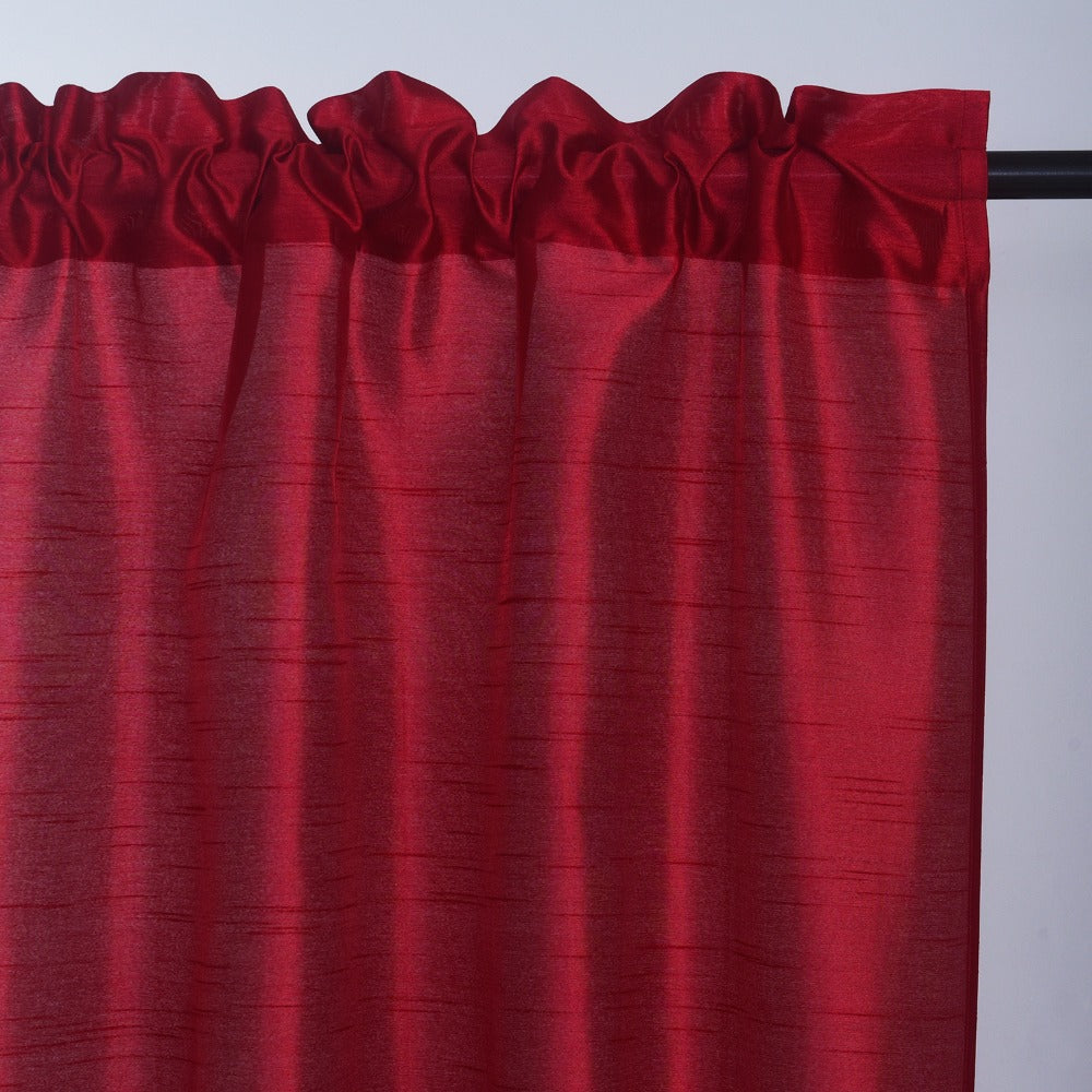 Three-Piece Faux Silk Window Curtain Set with Rod-Pocket Valance, Two 26 x 36-Inch Tiers and Eleven Colors