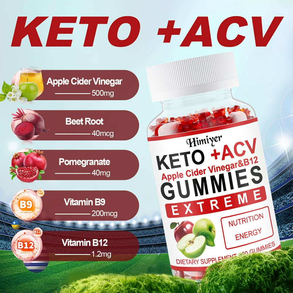 Apple Cider Vinegar Gummies with Pomegranate, Beet Juice & Vitamin B12, Keto ACV Gummies for Weight Management