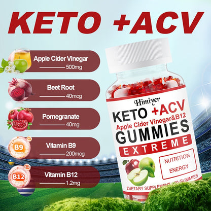 Apple Cider Vinegar Gummies with Pomegranate, Beet Juice & Vitamin B12, Keto ACV Gummies for Weight Management