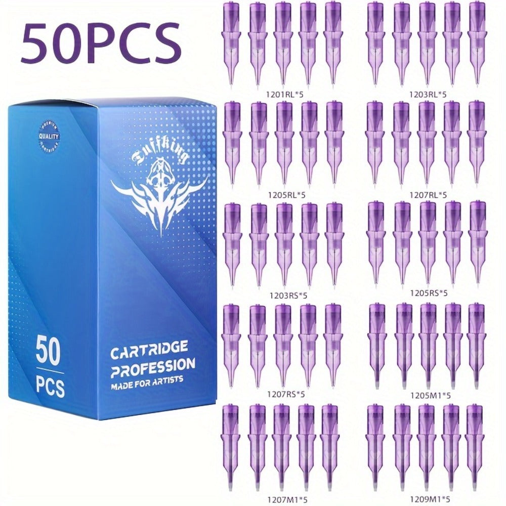 Disposable Tattoo Needles Mixed Size Sterilized RL RS M1 0.35mm, Safety Tattoo Needle Set for Tattoo Artists and Beginners