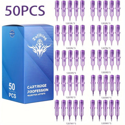 Disposable Tattoo Needles Mixed Size Sterilized RL RS M1 0.35mm, Safety Tattoo Needle Set for Tattoo Artists and Beginners