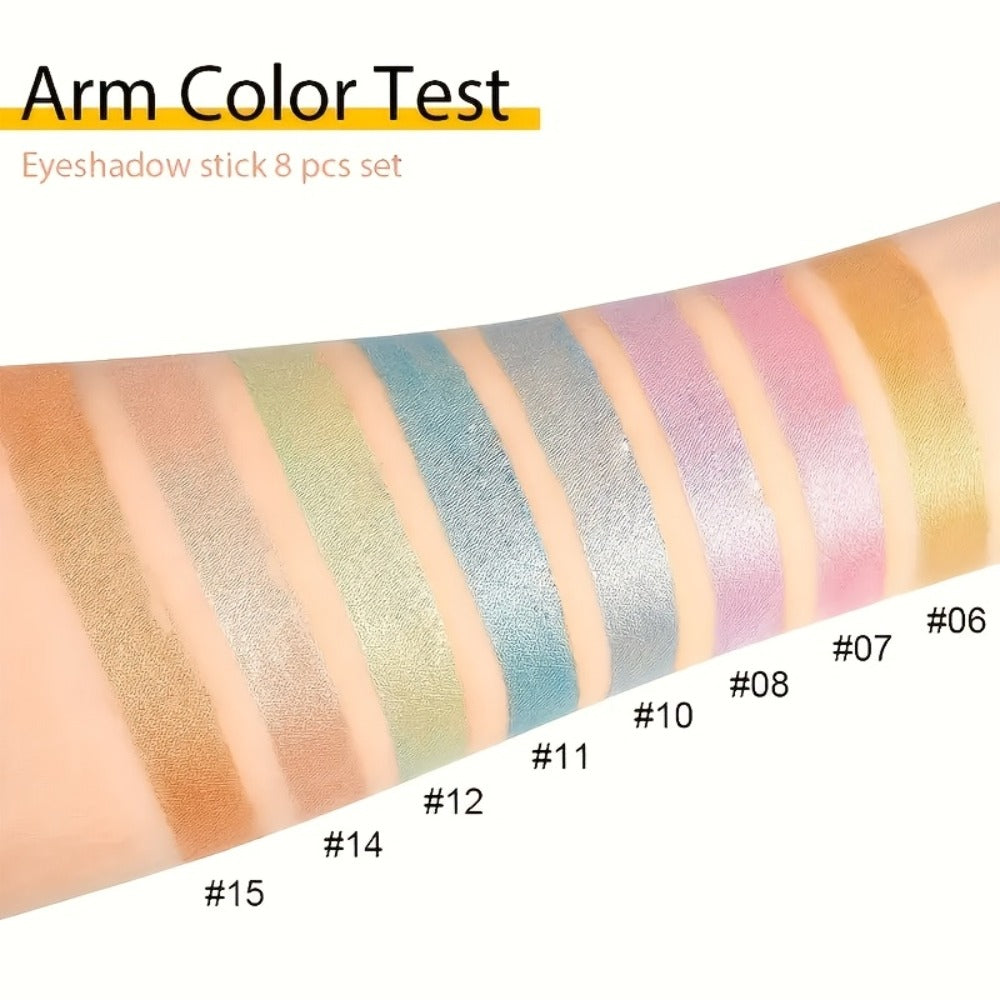 Eyeshadow Sticks and Gel Eyeliner Set 8 or 16PCS Shimmer Highly Pigmented Waterproof, for Makeup, Travel and Everyday Vanity Use