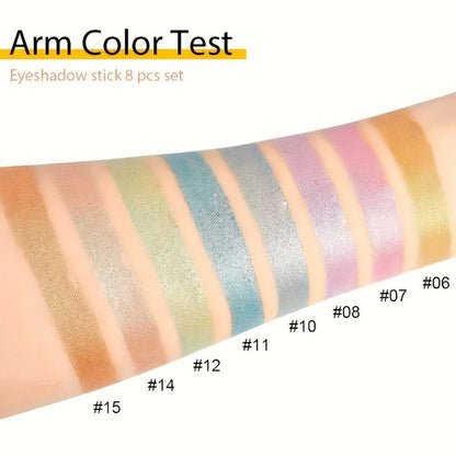 Eyeshadow Sticks and Gel Eyeliner Set 8 or 16PCS Shimmer Highly Pigmented Waterproof, for Makeup, Travel and Everyday Vanity Use