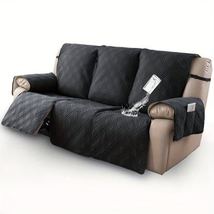 Three-Piece Quilted Recliner Sofa Cover Set for Three Seats with 65 cm Panels and Eight Colors