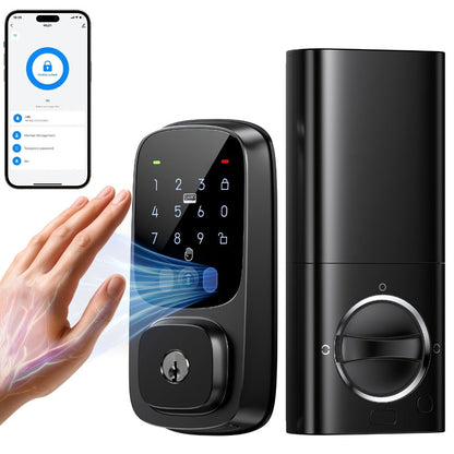 Smart Door Lock Palm Vein WiFi Keypad Deadbolt with 10000mAh Battery Alexa and Google Home Control