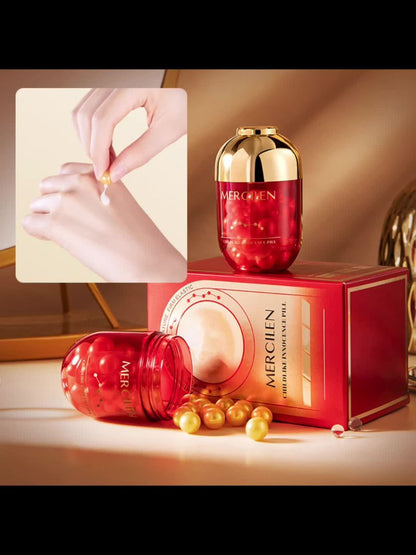 Face Serum Mercilen Collagen Capsules with Jojoba Oil, Plant Squalane and Glycerin in a 30-Piece Bottle