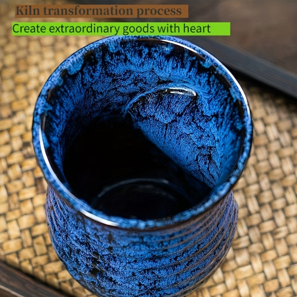 Speckled Hand-Warmer Coffee Mug with Sculpted Side Grip in Blue or Oil-Pink 560ml Options Pictured