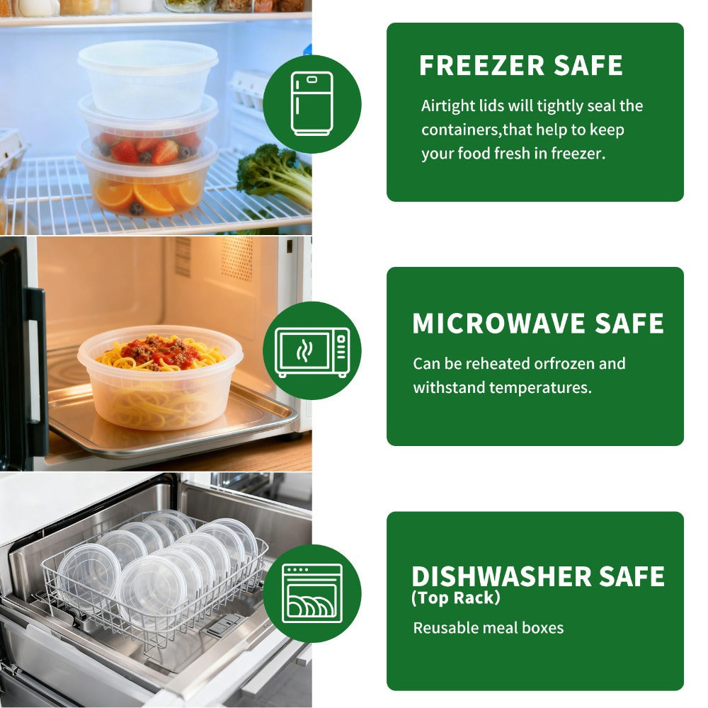 Food Storage Containers 24-Pack 8 oz Deli Boxes with 24 Fitted Lids for Portion and Refrigerator Storage