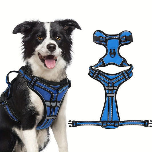 Adjustable Dog Walking Harness in Seven Colors and S–XL with Front Ring, Back Ring and Top Handle