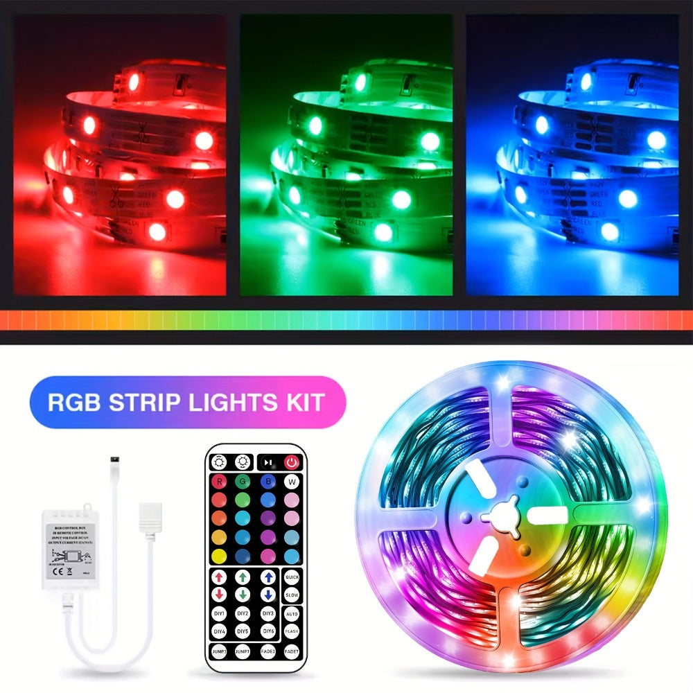 RGB LED Strip Lights for Party Wedding Event with 44-Key Remote – Colorful Color Changing Dimmable 50FT 100FT for Bedroom Kitchen Bar