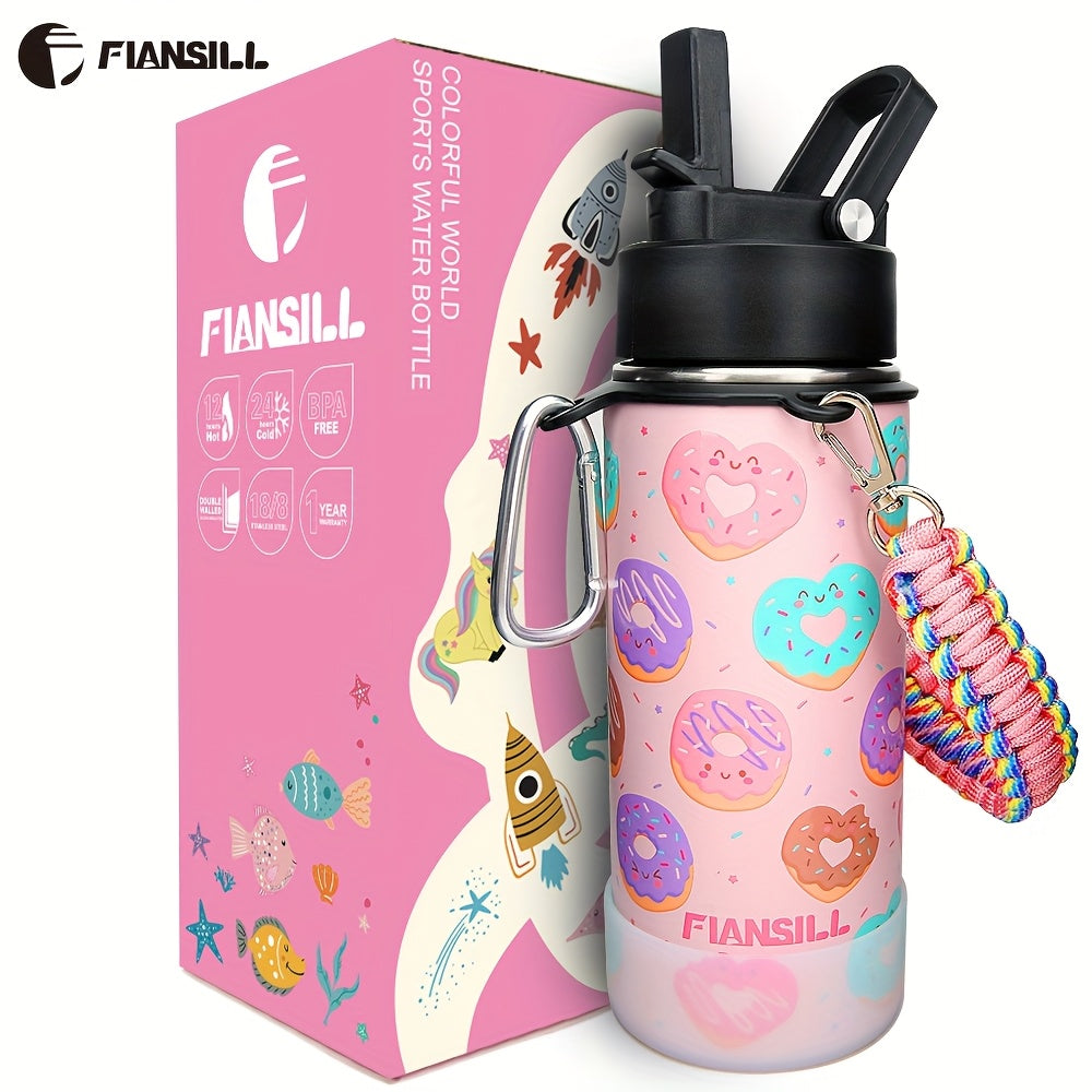 Insulated Water Bottle 16oz – Stainless Steel Vacuum Tumbler with Fun Printed Designs – Leak-Proof Kids & Teen Water Bottle