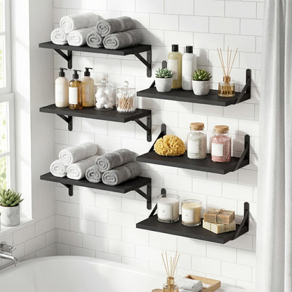Floating Shelves for Wall, 3 or 6pcs Farmhouse Wall Shelves for Bedroom, Bathroom, Living Room & Kitchen Decor