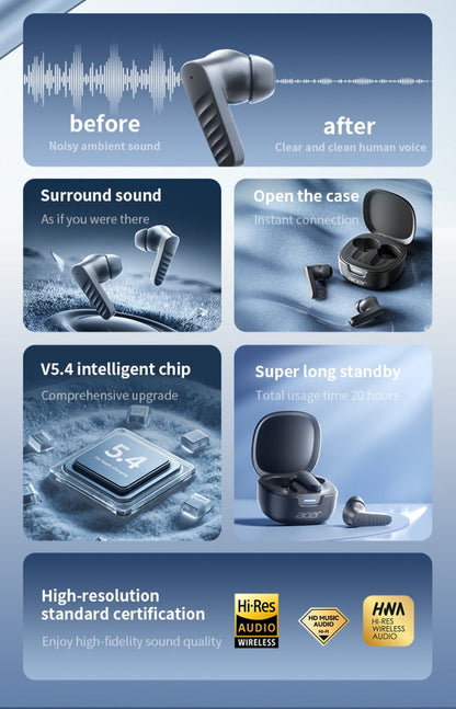 Wireless Earbuds Mini Lightweight In-Ear with ENC Call Processing, Touch Controls and Three Colors