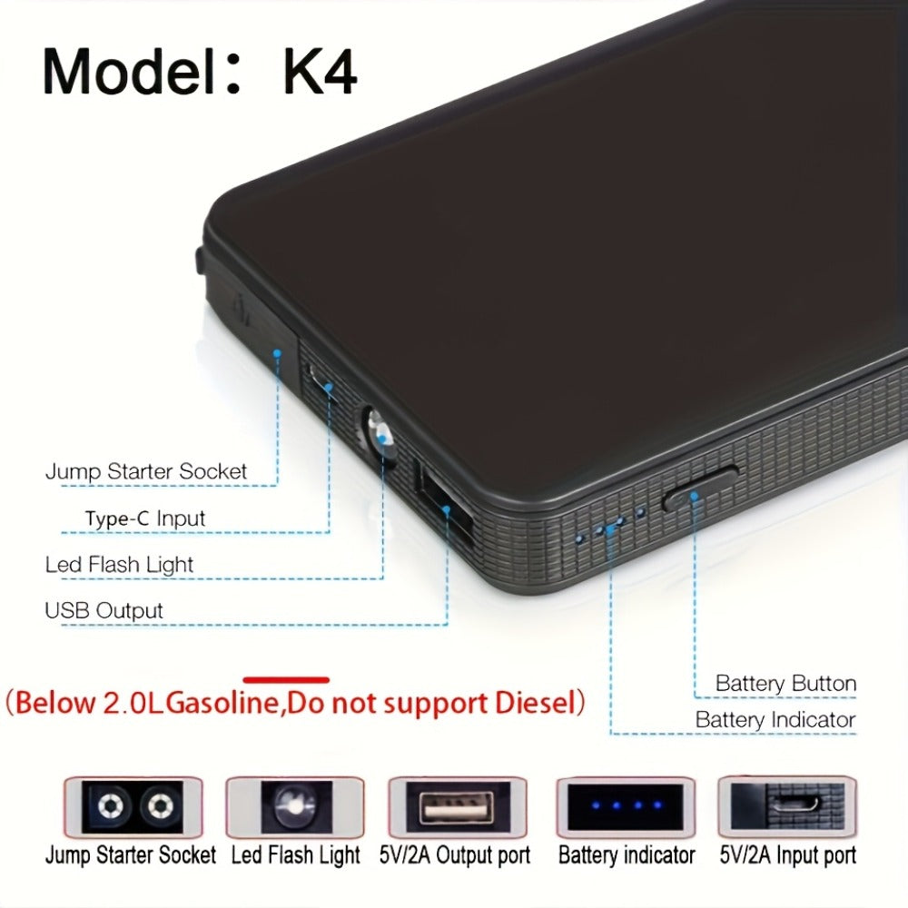 12V Jump Starter with F07, F13, F19 or F03 Black Model Options, Digital Display, LED Light and USB Connections
