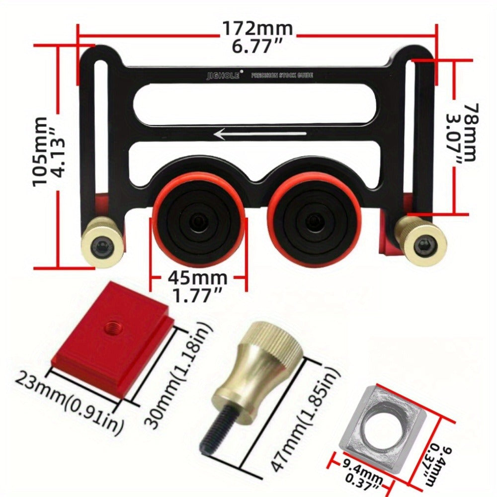 Feather Board Roller Guide for Table Saw, Aluminum Alloy One-Way Safety Stock Feeder with T-Track Mount