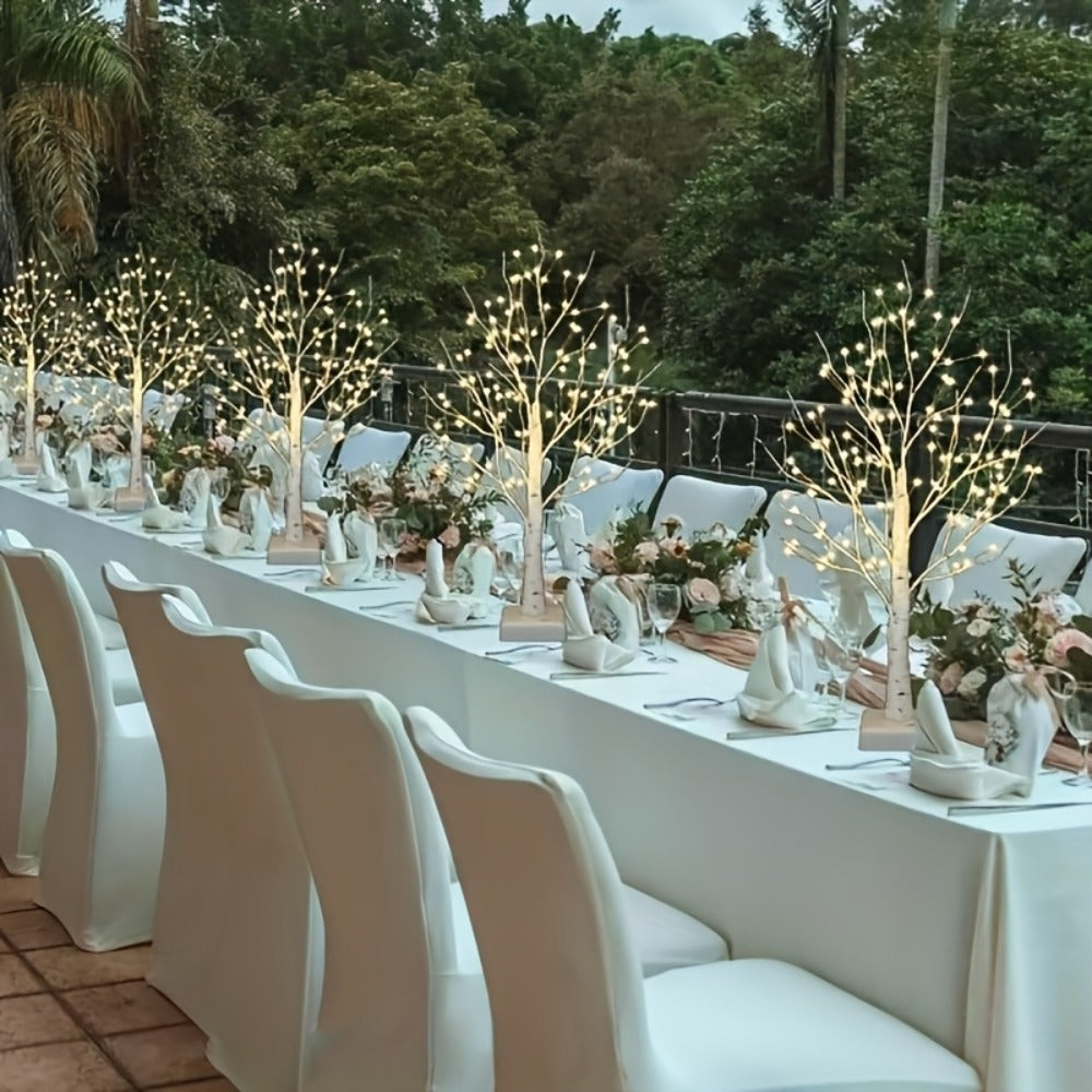 LED Illuminated Birch Tree Decoration, Battery-Powered White Glowing Birch Trees for Wedding, Home