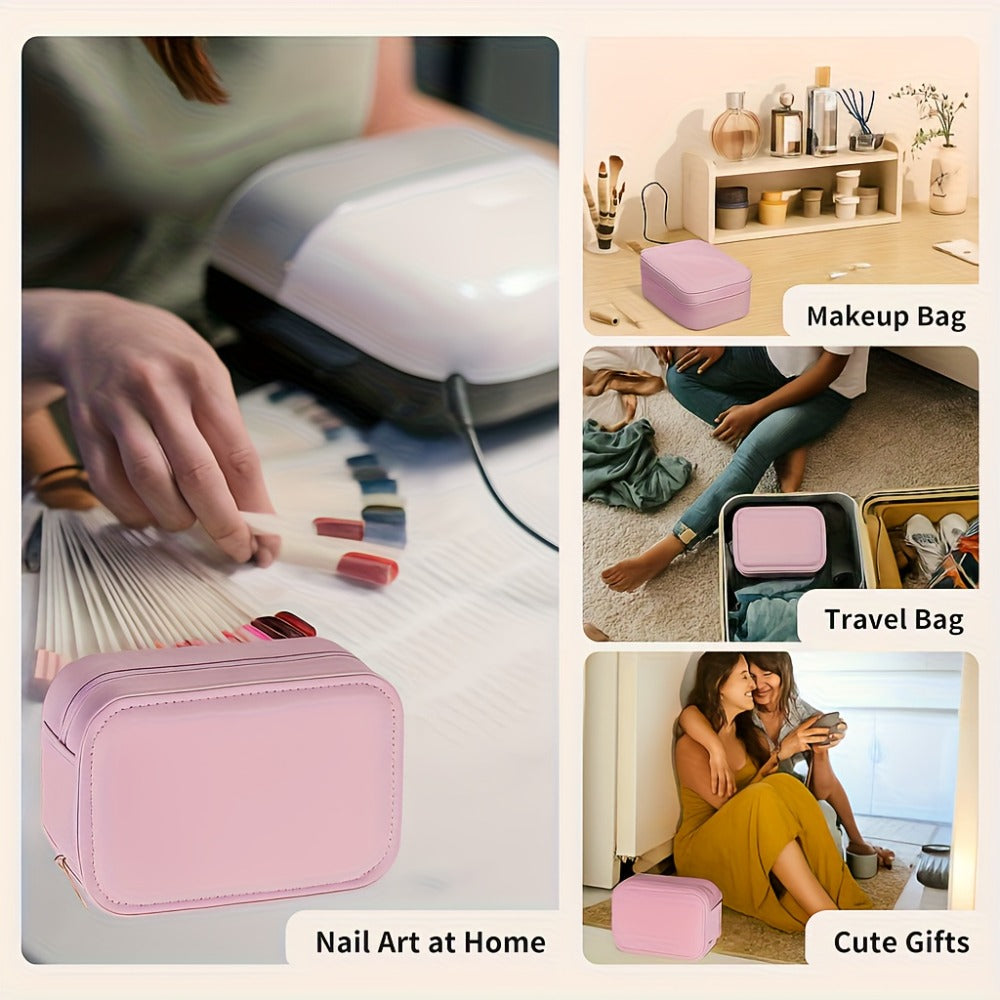 Lighted Makeup Mirror with Travel Case Cosmetic Organizer 3-Color LED Light 1200mAh, for Makeup, Travel and Everyday Vanity Use