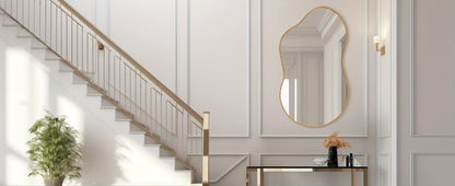 Irregular Asymmetrical Wall Mirror with Gold Frame in 20 x 36, 24 x 36 or 26 x 46 Inch Sizes