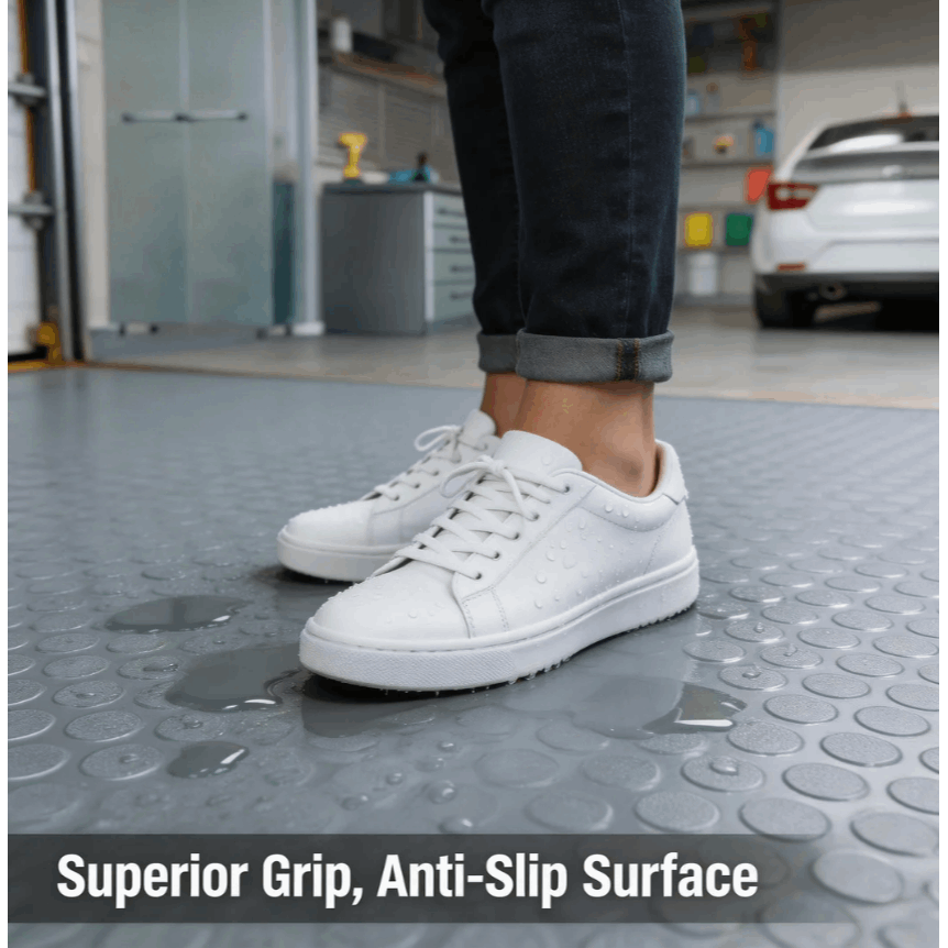 Garage Floor Mat Roll 7x16 FT Heavy Duty PVC Flooring for Parking, Waterproof Under-Car Protector for RV Trailer Workshop
