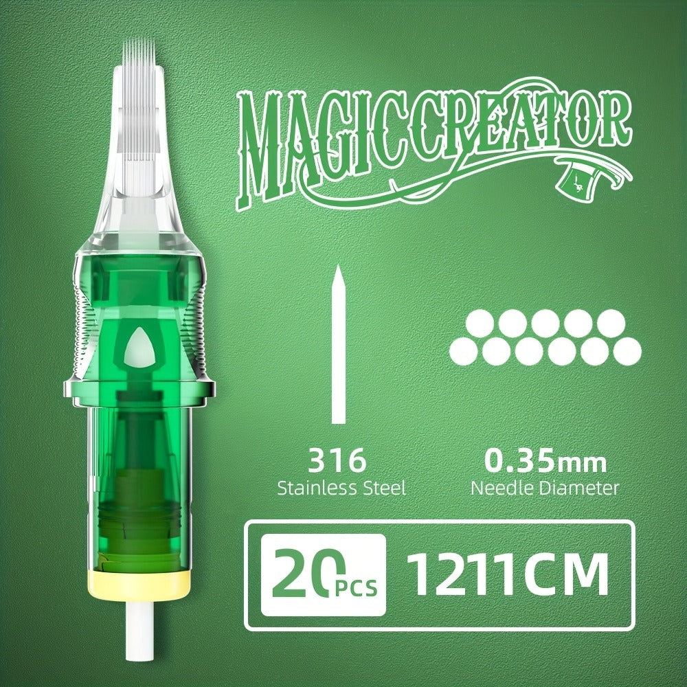 Tattoo Cartridge Needles with MAGICCREATOR Label, 20-Piece Box with 25 RL RS CM M1 Options