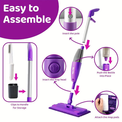 Kids Spray Mop Toy with Water Sprayer, Pretend Play Housekeeping Kit for Floor Cleaning, STEM Educational Toy
