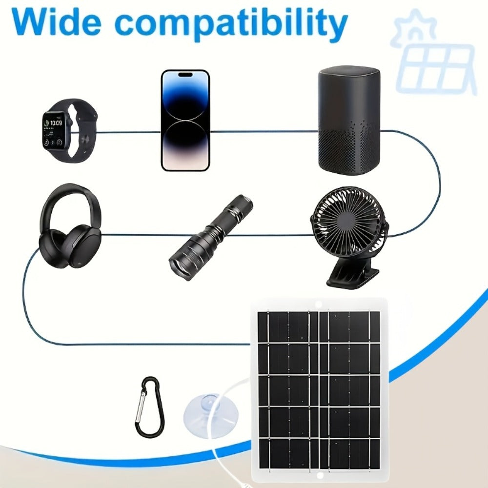Outdoor Solar Phone Charger 5V USB 2.5A, Portable Solar Charging Panel for Camping Hiking Backpacking