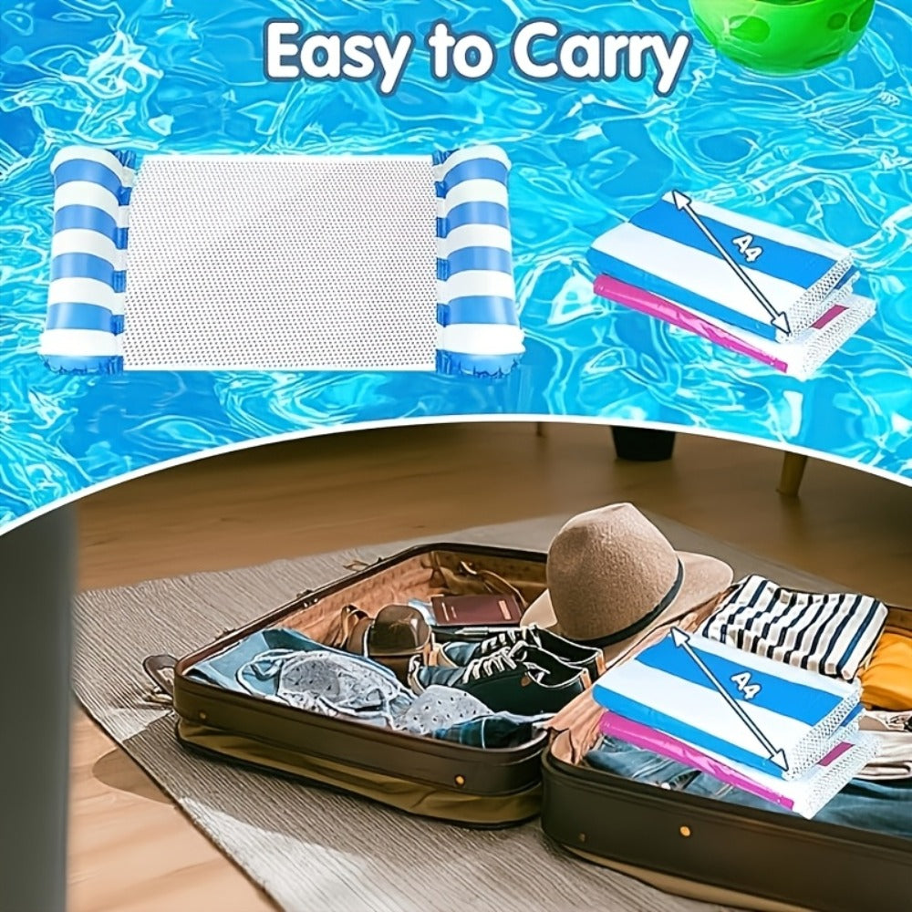 Striped Mesh Pool Float Hammock Set with Five- or Eight-Pack Colorful Options for Seated or Reclined Pool Use