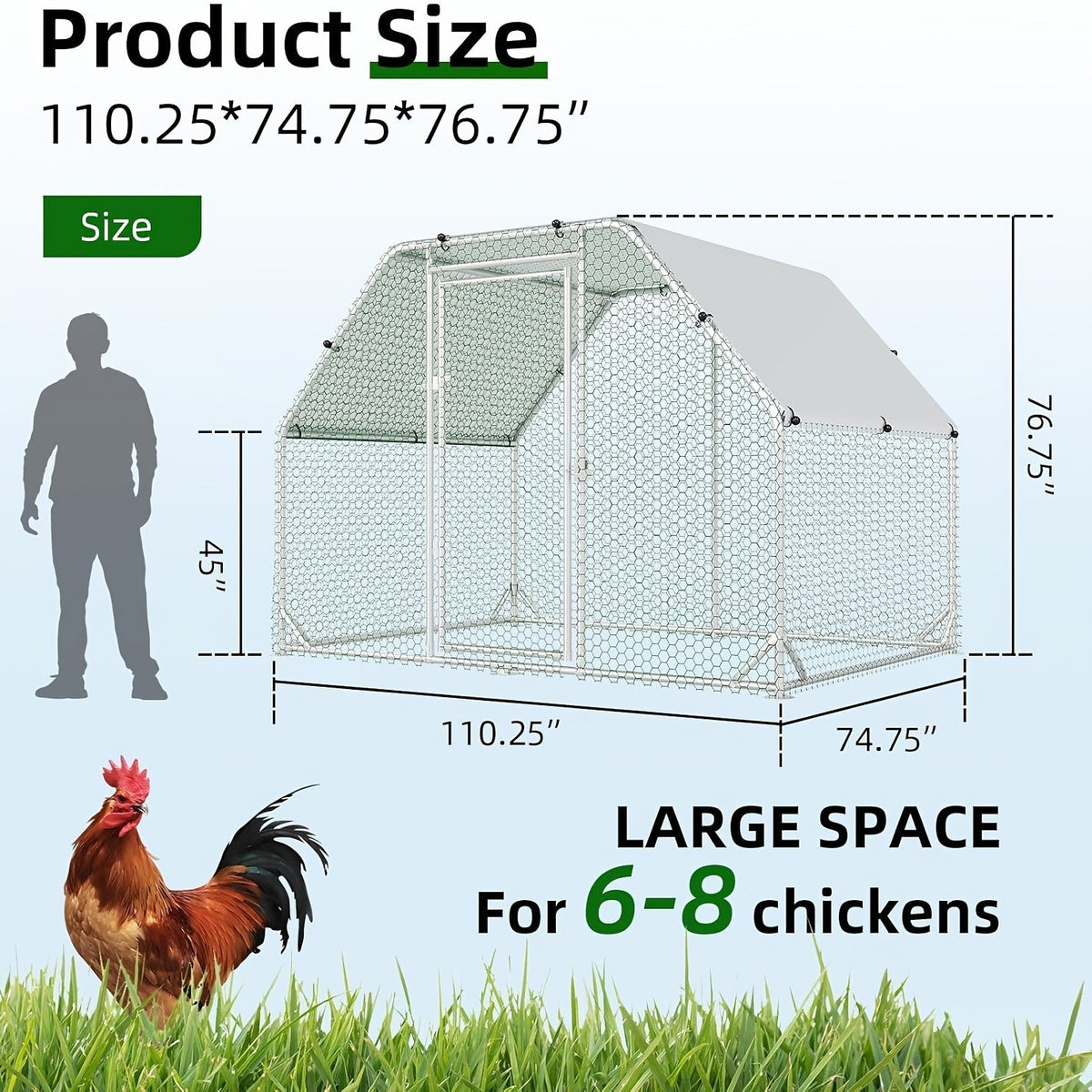 Metal Chicken Run Walk-in Poultry Enclosure with UV Protection - Dome Flat & Spire Roof Styles