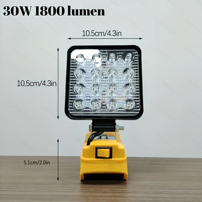 Cordless LED Work Light for DeWalt 20V Battery, 30W/90W 1800/5400 Lumen LED Floodlight, Battery Powered Work Light for Automotive